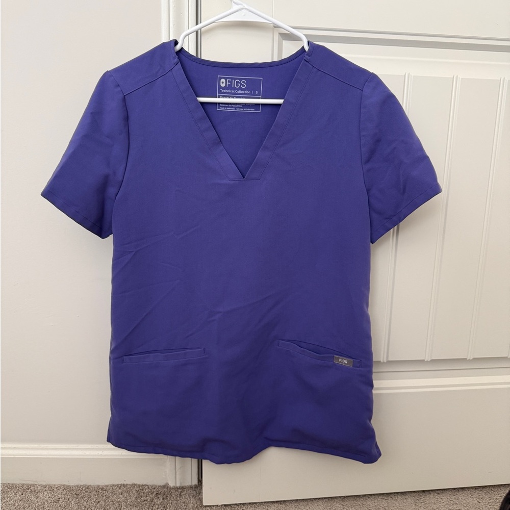 Figs Deep Purple V-Neck Scrub Top